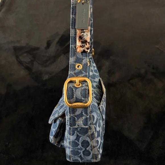 Coachtopia Cargo Shoulder Bag in Upcrafted Denim - Picture 12 of 16